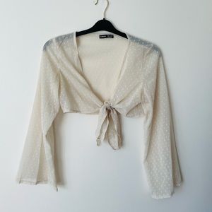 Shein Sheer Cream Crop Top Shrug Small
